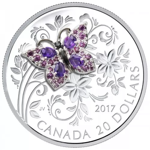 2017 Canadian $20 Bejewelled Bugs: Butterfly 1 oz Fine Silver Coin