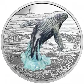 2017 Canadian $20 Three-Dimensional Breaching Whale - 1 oz Fine Silver Coin