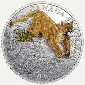2017 Canadian $20 Three-Dimensional Leaping Cougar - 1 oz Fine Silver Coin