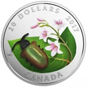 2017 Canadian $20 Little Creatures: Venetian Glass Dogbane Beetle - 1 oz Fine Silver Coin