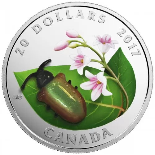 2017 Canadian $20 Little Creatures: Venetian Glass Dogbane Beetle - 1 oz Fine Silver Coin