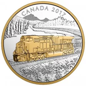 2017 Canadian $20 Locomotives Across Canada: GE ES44AC - 1 oz Fine Silver & Gold-plated Coin