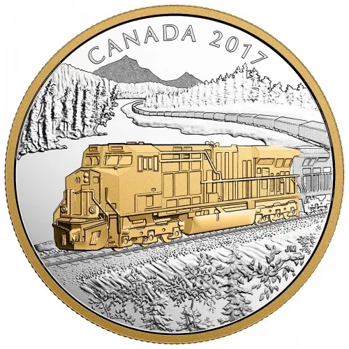 2017 Canadian $20 Locomotives Across Canada: GE ES44AC - 1 oz Fine Silver & Gold-plated Coin