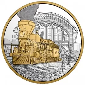 2017 Canadian $20 Locomotives Across Canada: 4-4-0 - 1 oz Fine Silver & Gold-plated Coin