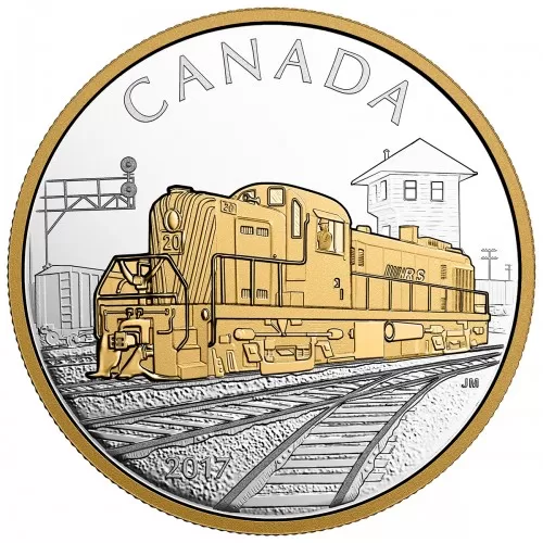2017 Canadian $20 Locomotives Across Canada: RS 20 - 1 oz Fine Silver & Gold-plated Coin