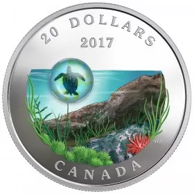 2017 Canadian $20 Under the Sea: Sea Turtle (Venetian Glass) - 1 oz Fine Silver Coin