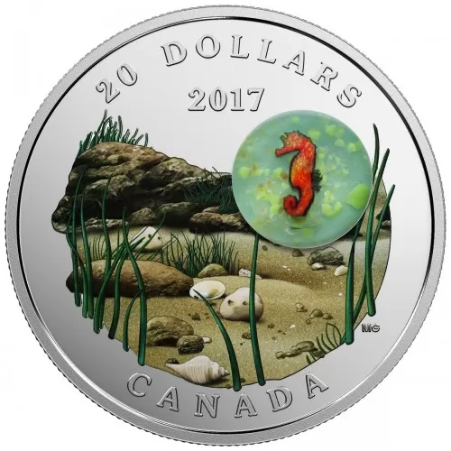 2017 Canadian $20 Under the Sea: Seahorse (Venetian Glass) - 1 oz Fine Silver Coin