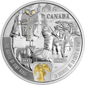 2017 Canadian $20 First World War Battlefront Series: The Battle of Vimy Ridge - 1 oz Fine Silver & Gold-plated Coin