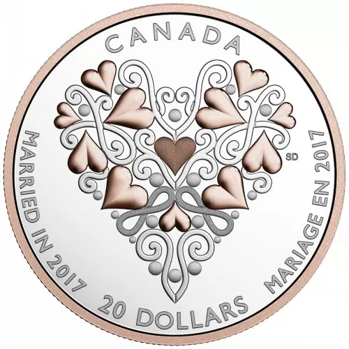 2017 Canadian $20 Best Wishes On Your Wedding Day 1 oz Fine Silver Coin