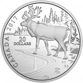 2017 Canadian $20 Nature's Impressions: Woodland Caribou - 1 oz Fine Silver Coin
