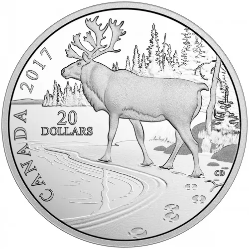 2017 Canadian $20 Nature's Impressions: Woodland Caribou - 1 oz Fine Silver Coin