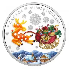 2018 Canadian $20 Murano Holiday Reindeer (Venetian Glass) - 1 oz Fine Silver Coin