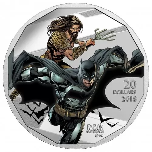 2018 Canadian $20 The Justice League: Batman and Aquaman - 1 oz Fine Silver Coin