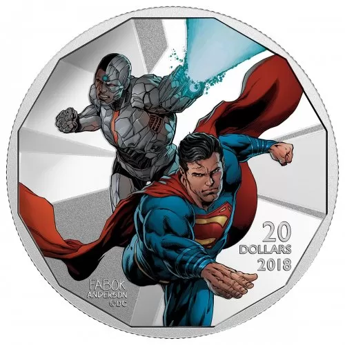 2018 Canadian $20 The Justice League: Cyborg and Superman - 1 oz Fine Silver Coin