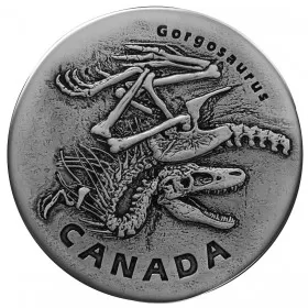 2018 Canadian $20 Ancient Canada: Fossilized Gorgosaurus Fine Silver Coin with Floating Frame & Mount
