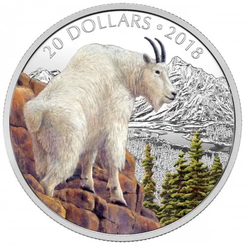 2018 Canadian $20 Majestic Wildlife: Mettlesome Mountain Goat - 1 oz Fine Silver Coin