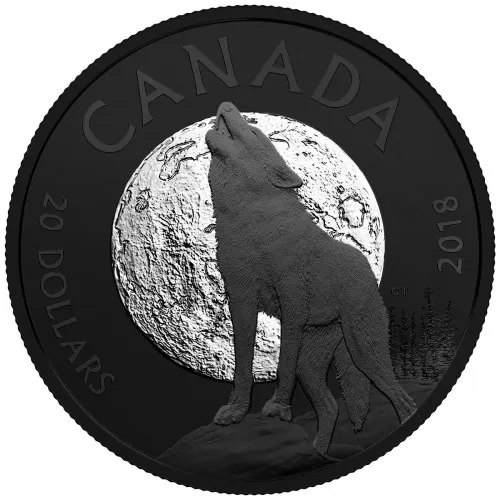 2018 Canadian $20 Nocturnal by Nature: The Howling Wolf - 1 oz Fine Silver Coin