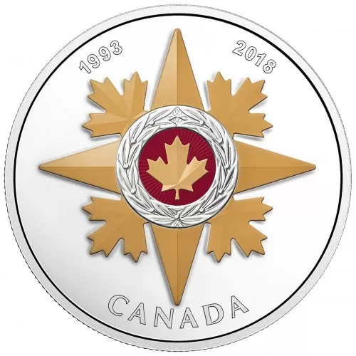 2018 Canadian $20 Canadian Honours: 25th Anniversary of the Star of Military Valour - 1 oz Fine Silver Coin
