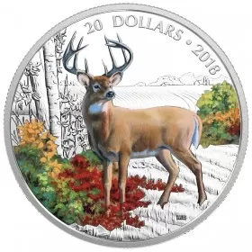 2018 Canadian $20 Majestic Wildlife: Wandering White-Tailed Deer - 1 oz Fine Silver Coin