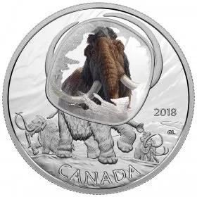 2018 Canadian $20 Frozen in Ice: Woolly Mammoth - 1 oz Fine Silver Coin