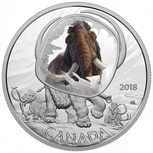 2018 Canadian $20 Frozen in Ice: Woolly Mammoth - 1 oz Fine Silver Coin