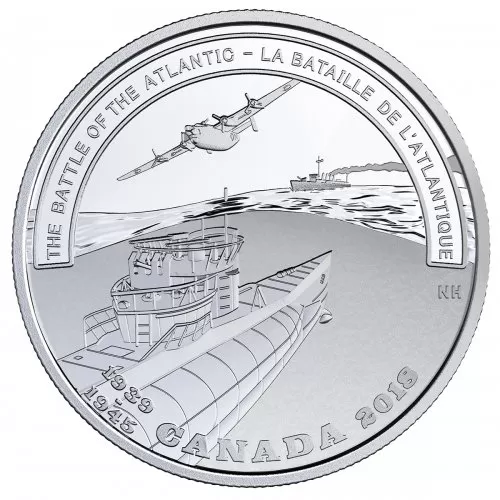 2018 (1945-) Canadian $20 Second World War Battlefront Series: The Battle of the Atlantic - 1 oz Fine Silver Coin