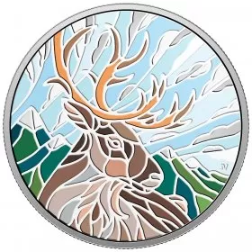 2018 Canadian $20 Canadian Mosaics: Caribou - 1 oz Fine Silver Coin - no outside box 