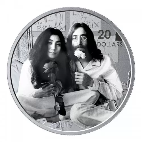 2019 Canadian $20 Give Peace A Chance / John Lennon Yoko Ono 50th Anniv 1 oz Silver Coin