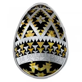2019 Canadian $20 Vegreville Pysanka 1 oz Fine Silver Egg-shaped Coloured Coin
