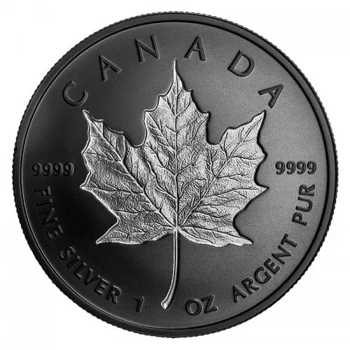2020 Canadian $20 Black Rhodium-plated Incuse Silver Maple Leaf 1 oz Pure Coin