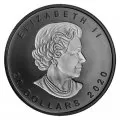 2020 Canadian $20 Black Rhodium-plated Incuse Silver Maple Leaf 1 oz Pure Coin