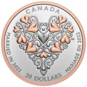 2022 Canadian $20 Best Wishes On Your Wedding Day - 1 oz Fine Silver Pink Gold-plated Coin