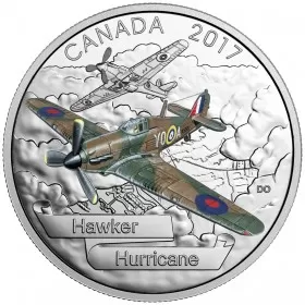 2017 Canadian $20 Aircraft of The Second World War: Hawker Hurricane - 1 oz Fine Silver Coloured Coin