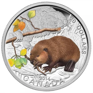 2014 Canadian $20 Baby Animals: Beaver - 1 oz Fine Silver Coin