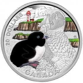 2014 Canadian $20 Baby Animals: Atlantic Puffin - 1 oz Fine Silver Coin-no outside box