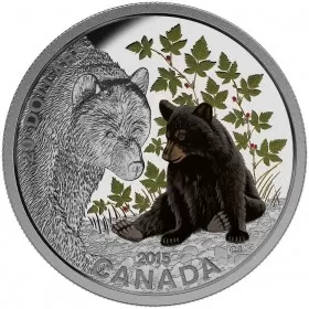 2015 Canadian $20 Baby Animals: Black Bear - 1 oz Fine Silver Coloured Coin
