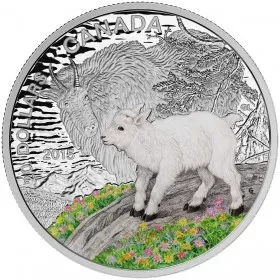 2015 Canadian $20 Baby Animals: Mountain Goat - 1 oz Fine Silver Coloured Coin