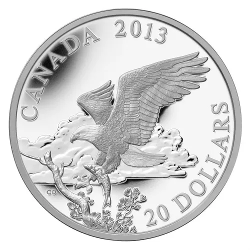 2013 Canadian $20 The Bald Eagle: Returning from the Hunt - 1 oz Fine Silver Coin