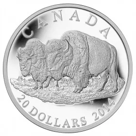 2014 Canadian $20 The Bison: The Bull and His Mate - 1 oz Fine Silver Coin