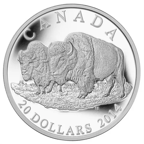 2014 Canadian $20 The Bison: The Bull and His Mate - 1 oz Fine Silver Coin