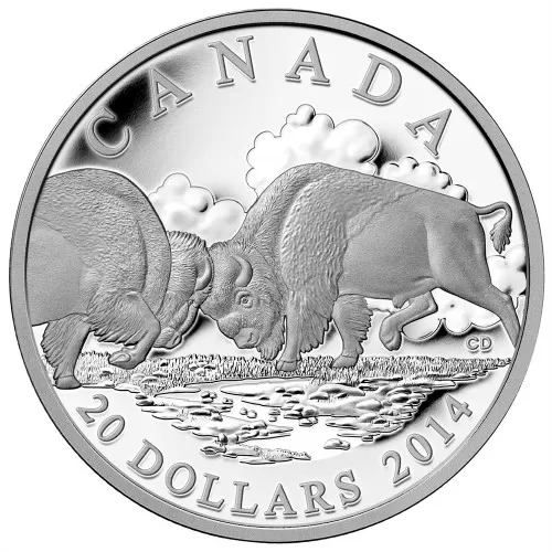 2014 Canadian $20 The Bison: The Fight - 1 oz Fine Silver Coin