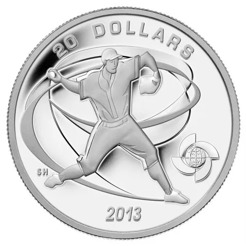 2013 Canadian $20 Celebrate Baseball: Pitcher - 1 oz Fine Silver Coin
