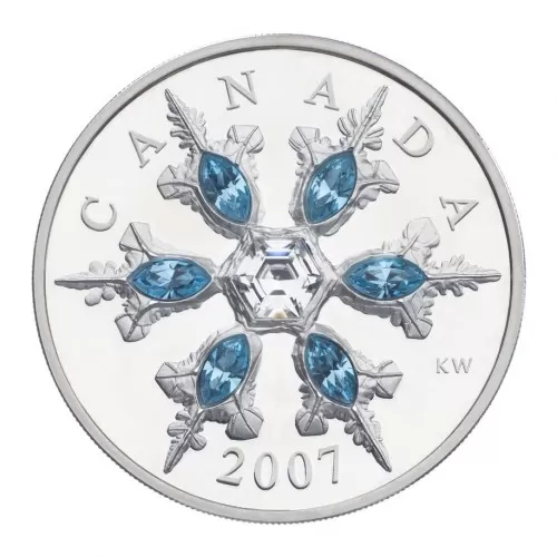 2007 Canadian $20 Blue Swarovski® Crystal Snowflake & Sterling Silver Coin