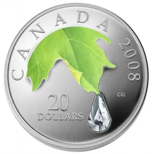 2008 Canada Fine Silver $20 Coin - Crystal Series: Crystal Raindrop