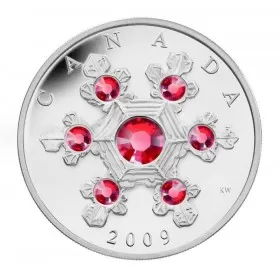 2009 Canadian $20 Pink Crystal Snowflake 1 oz Fine Silver Coin