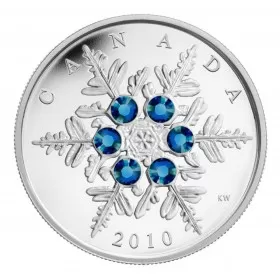 2010 Canadian $20 Blue Crystal Snowflake 1 oz Fine Silver Coin - no outside box