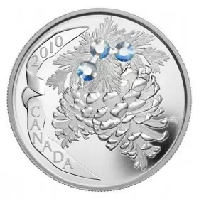 2010 Canadian $20 Moonlight Holiday Pine Cones Swarovski® Crystal & Fine Silver Coin