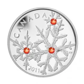 2011 Canadian $20 Crystal Series: Hyacinth Red Small Crystal Snowflake Fine Silver Coin