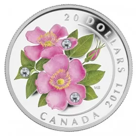 2011 Canadian $20 Crystal Series: Wild Rose Fine Silver Coin
