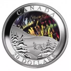 2004 Canadian $20 Natural Wonders: Aurora Borealis/Northern Lights 1 oz Fine Silver Hologram Coin